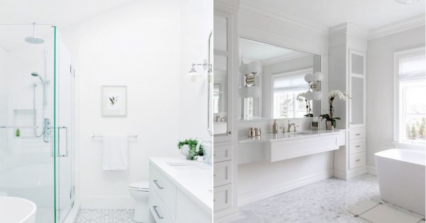 15 mẫu thiết kế phòng tắm màu trắng đẹp không tì vết