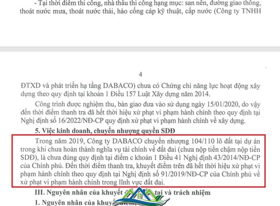 Thanh tra chỉ loạt vi phạm khu nhà ở của Dabaco tại Bắc Ninh