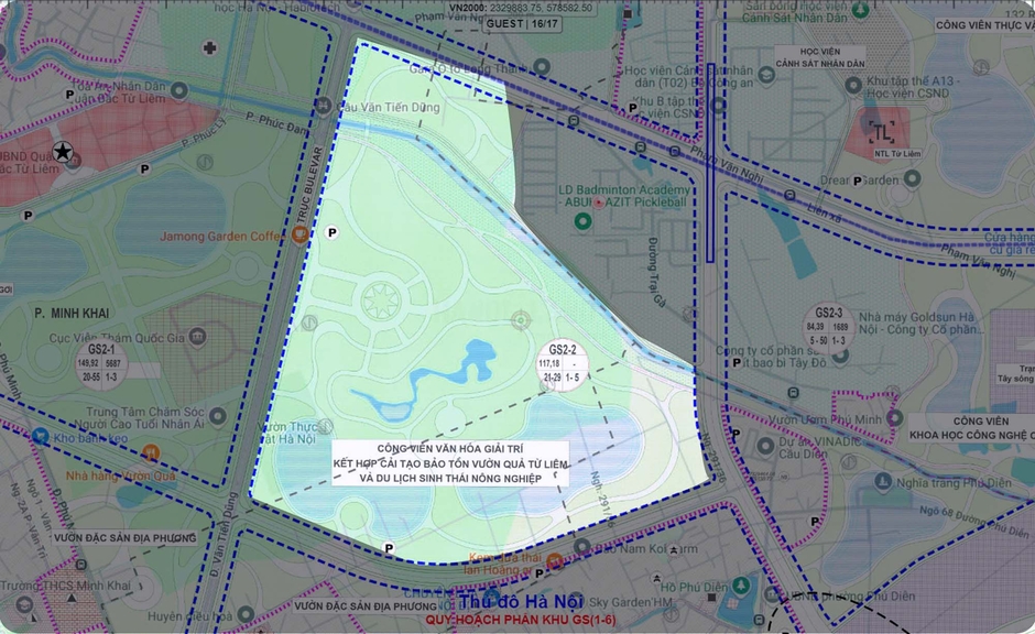 Toàn cảnh khu vực được quy hoạch làm công viên rộng gấp 4 lần vườn thú Thủ Lệ, nằm ngay trung tâm hành chính một quận của Hà Nội